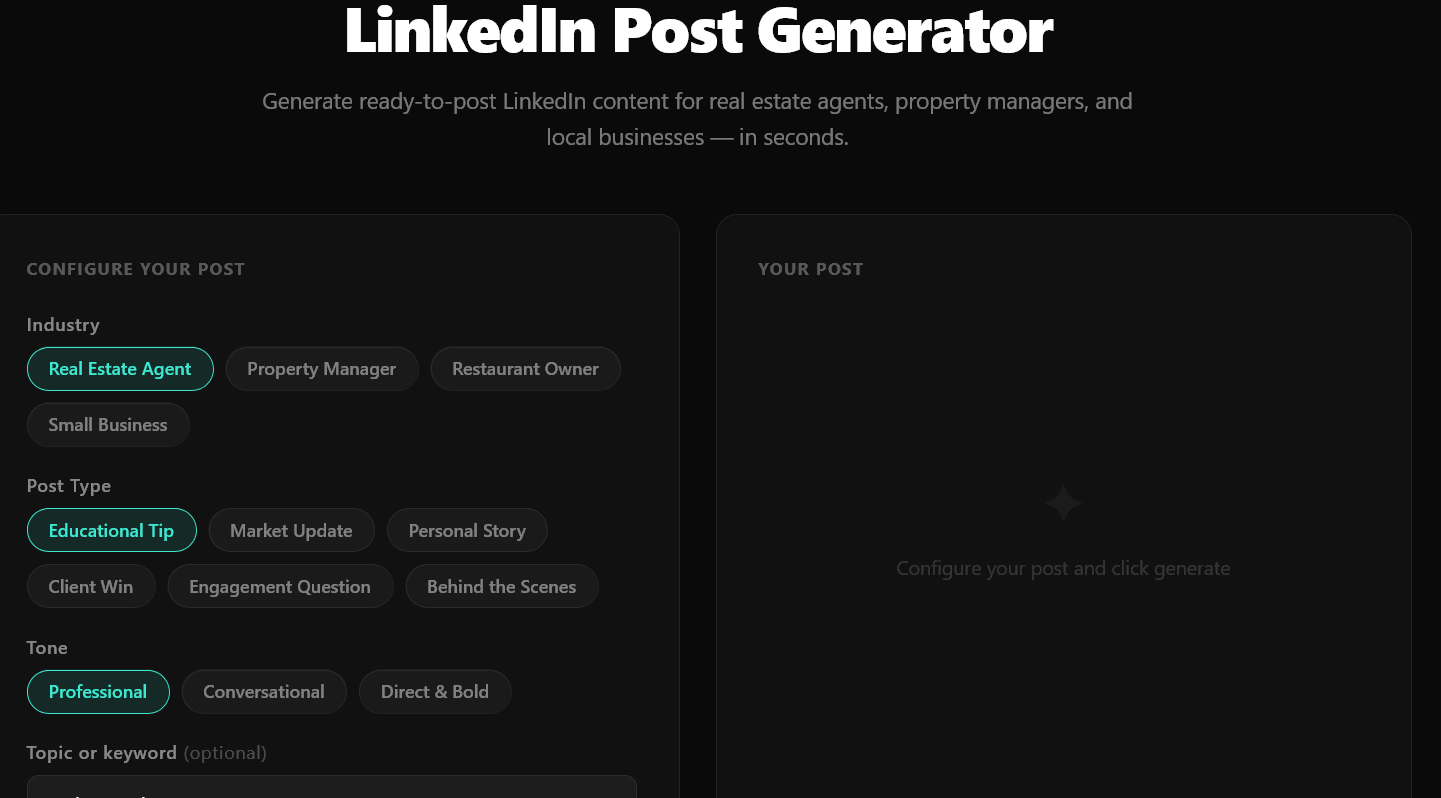 LinkedIn post generator demo